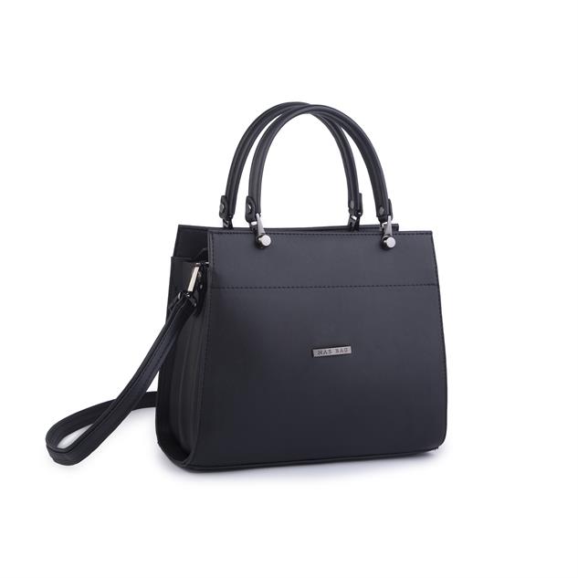 Nas Bag Orjinal Kadın El ve Omuz Çantası Klasik Şık Siyah Dona  (En :30 cm Boy:26cm)