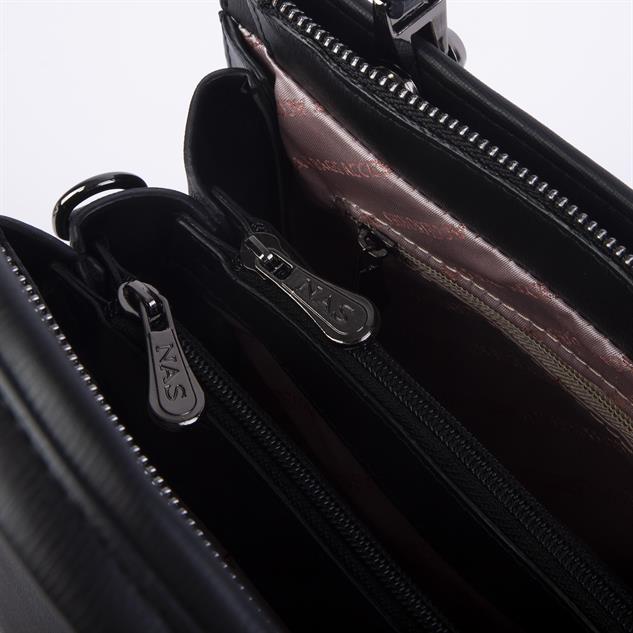 Nas Bag Orjinal Kadın El ve Omuz Çantası Klasik Şık Siyah  Mngo (En :30 cm Boy:26cm)