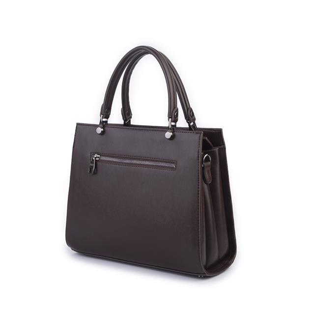 Nas Bag Orjinal Kadın El ve Omuz Çantası Klasik Şık Kahve Nero (En :30 cm Boy:26cm)