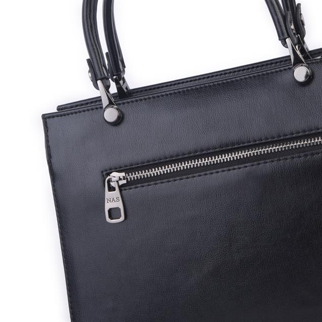 Nas Bag Orjinal Kadın El ve Omuz Çantası Klasik Şık Siyah Nero (En :30 cm Boy:26cm)