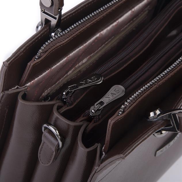 Nas Bag Orjinal Kadın El ve Omuz Çantası Klasik Şık Kahve Nero (En :30 cm Boy:26cm)