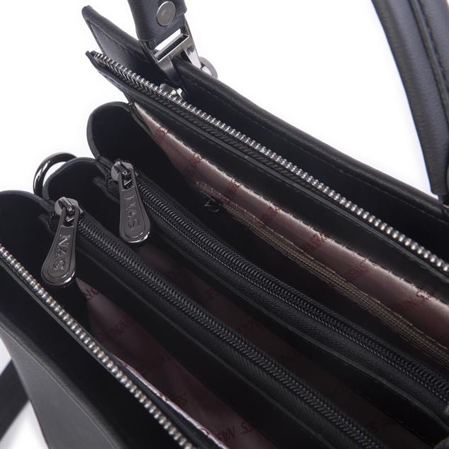 Nas Bag Orjinal Kadın El ve Omuz Çantası Klasik Şık Siyah Dona  (En :30 cm Boy:26cm)
