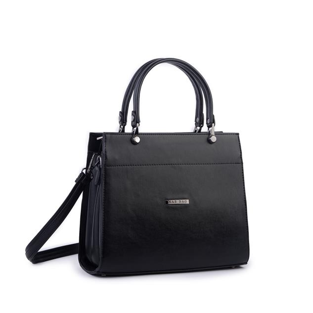 Nas Bag Orjinal Kadın El ve Omuz Çantası Klasik Şık Siyah Nero (En :30 cm Boy:26cm)