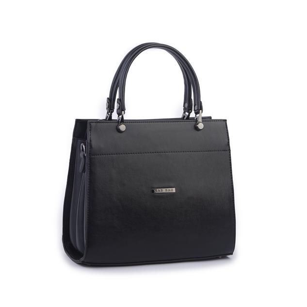 Nas Bag Orjinal Kadın El ve Omuz Çantası Klasik Şık Siyah Nero (En :30 cm Boy:26cm)
