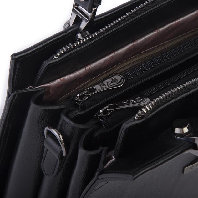 Nas Bag Orjinal Kadın El ve Omuz Çantası Klasik Şık Siyah Nero (En :30 cm Boy:26cm)