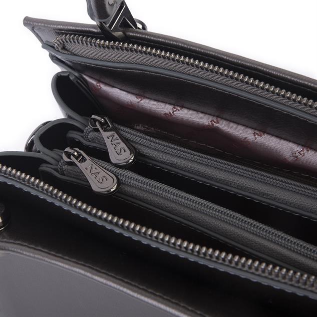 Nas Bag Orjinal Kadın El ve Omuz Çantası Klasik Şık Gri Nero (En :30 cm Boy:26cm)
