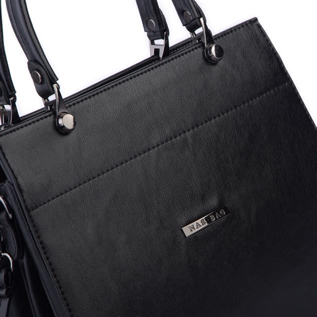 Nas Bag Orjinal Kadın El ve Omuz Çantası Klasik Şık Siyah Nero (En :30 cm Boy:26cm)