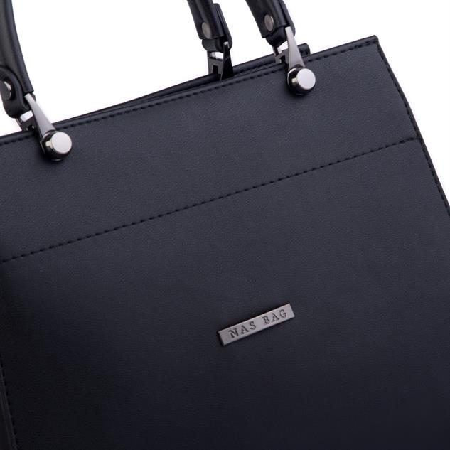 Nas Bag Orjinal Kadın El ve Omuz Çantası Klasik Şık Siyah Dona  (En :30 cm Boy:26cm)