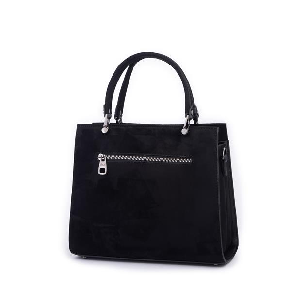 Nas Bag Orjinal Kadın El ve Omuz Çantası Klasik Şık Siyah Süet (En :30 cm Boy:26cm)