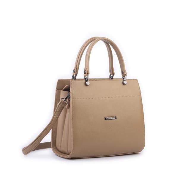 Nas Bag Orjinal Kadın El ve Omuz Çantası Klasik Şık Kum Nero (En :30 cm Boy:26cm)
