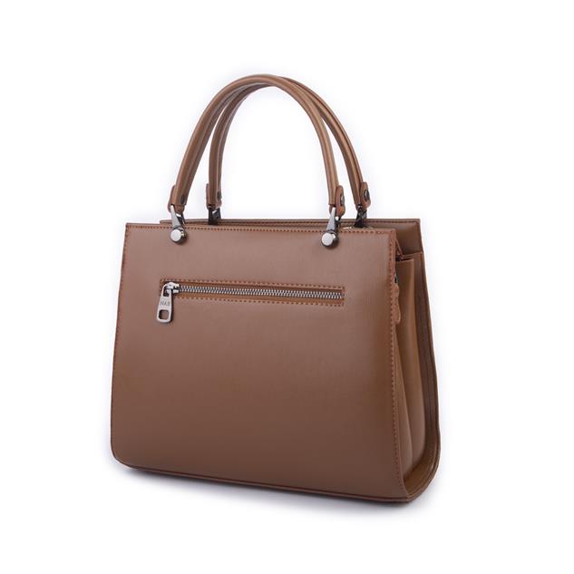 Nas Bag Orjinal Kadın El ve Omuz Çantası Klasik Şık Taba Nero (En :30 cm Boy:26cm)