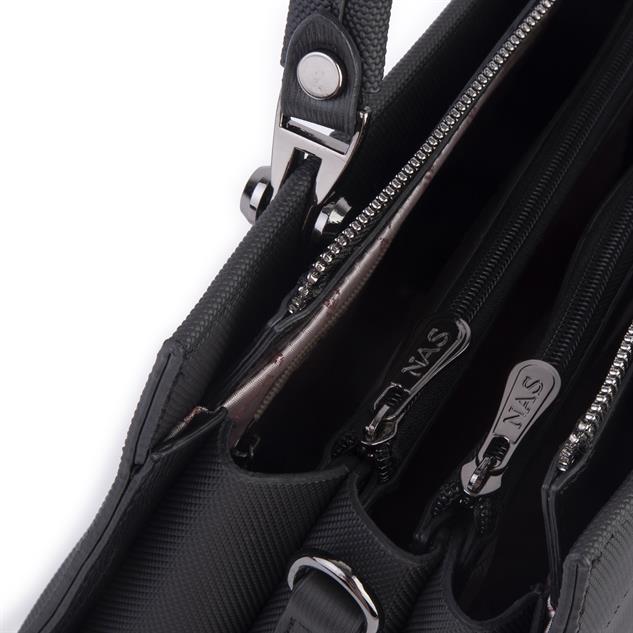 Nas Bag Orjinal Kadın El ve Omuz Çantası Klasik Şık Siyah Lacst (En :30 cm Boy:26cm)