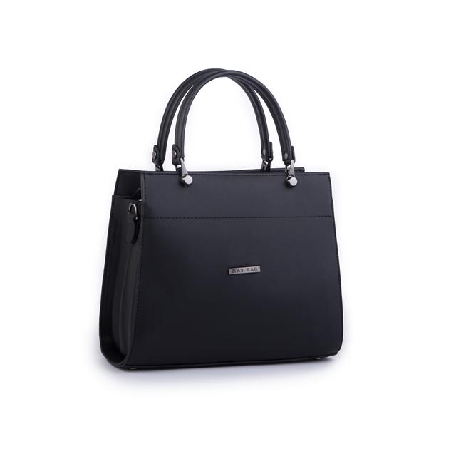 Nas Bag Orjinal Kadın El ve Omuz Çantası Klasik Şık Siyah Dona  (En :30 cm Boy:26cm)