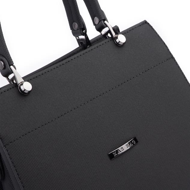 Nas Bag Orjinal Kadın El ve Omuz Çantası Klasik Şık Siyah Lacst (En :30 cm Boy:26cm)