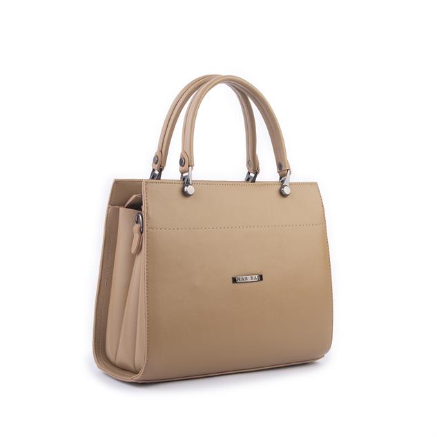 Nas Bag Orjinal Kadın El ve Omuz Çantası Klasik Şık Kum Nero (En :30 cm Boy:26cm)