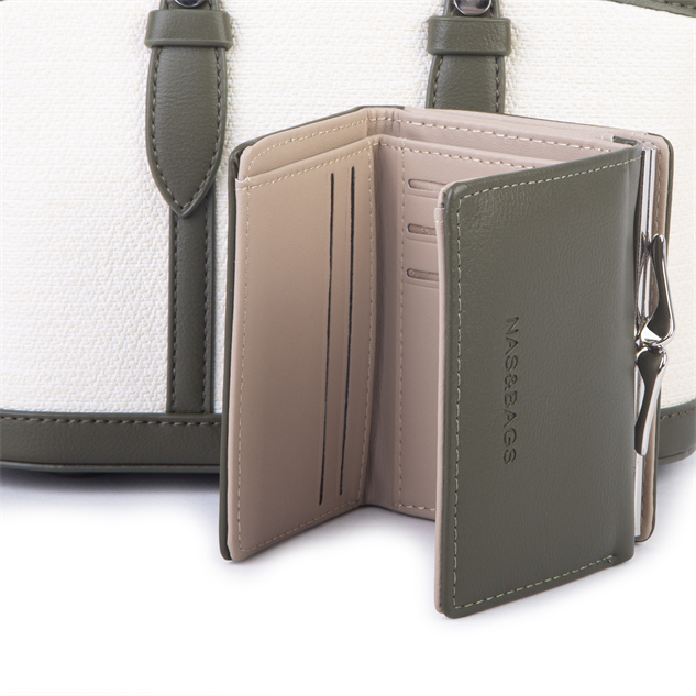 Nas Bag Premium Mini 2 li Set El ve Çapraz Çanta ile Cüzdan Takım Yeşil