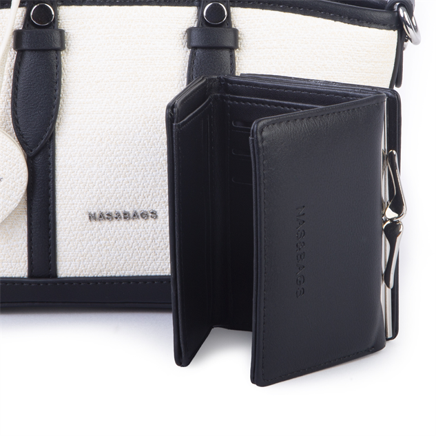 Nas Bag Premium 2 li Mini Set El ve Çapraz Çanta ile Cüzdan Takım Siyah