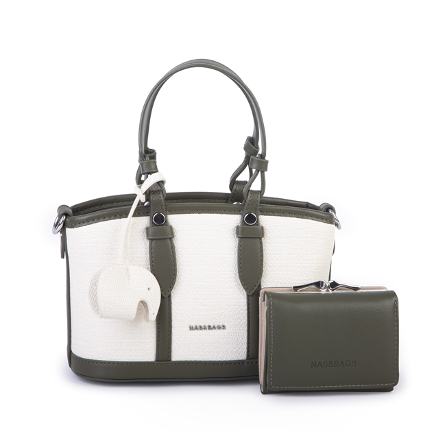 Nas Bag Premium Mini 2 li Set El ve Çapraz Çanta ile Cüzdan Takım Yeşil