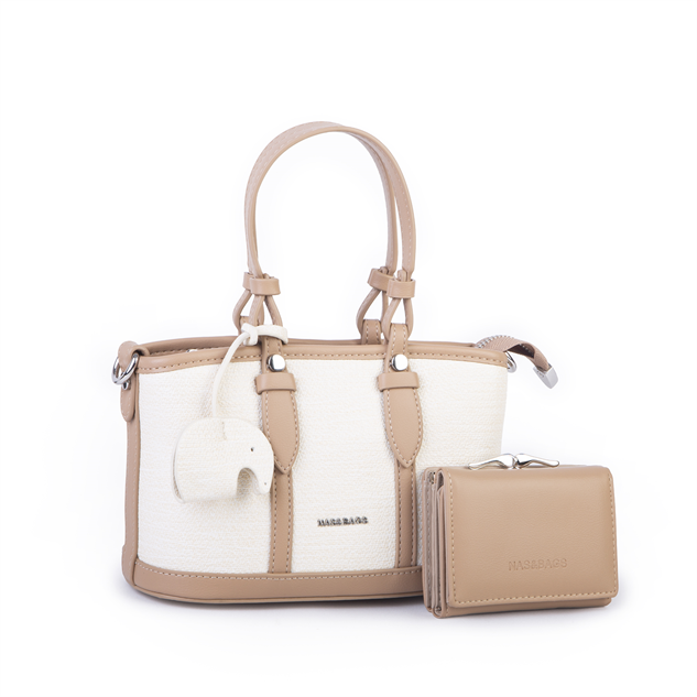 Nas Bag Premium 2 li Set El ve Çapraz Çanta ile Cüzdan Takım Kum