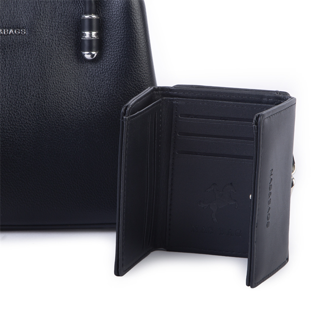 Nas Bag Premium 2li set Çanta El Omuz ve Çapraz Çanta Cüzdan Siyah