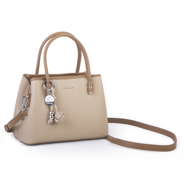 Nas Bag Premium 2li set Çanta El Omuz ve Çapraz Çanta Cüzdan Vizon