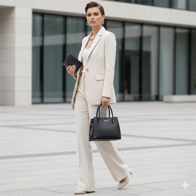 Nas Bag Premium 2li set Çanta El Omuz ve Çapraz Çanta Cüzdan Siyah