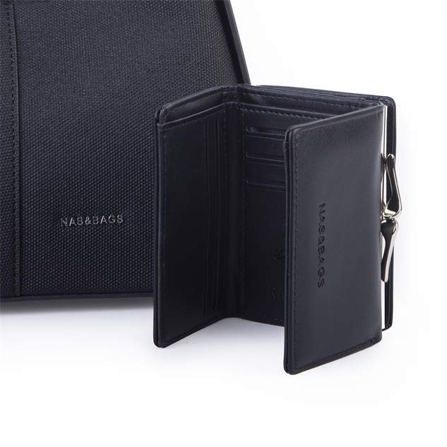Nas Bag Premium 2li Set Kadın El Omuz ve Postacı Çantası ile Cüzdan Set Siyah