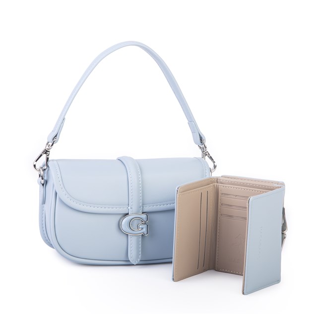 Nas Bag Premium Seri Mini 2li Set Çapraz El ve Cüzdan Seti Mavi