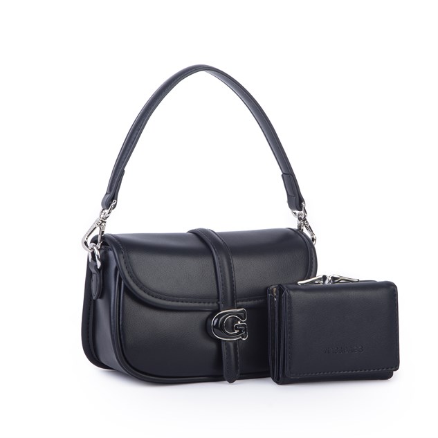 Nas Bag Premium Seri Mini 2li Set Çapraz El ve Cüzdan Seti Siyah