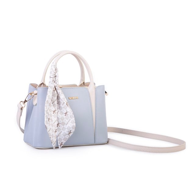 Nas Bag Şık Fularlı Mini Multi Color El ve Omuz Çantası Açık Mavi 