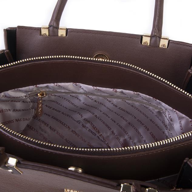 Nas Bag Şık Kadın El ve Omuz Çantası Taba Kahve Victoria