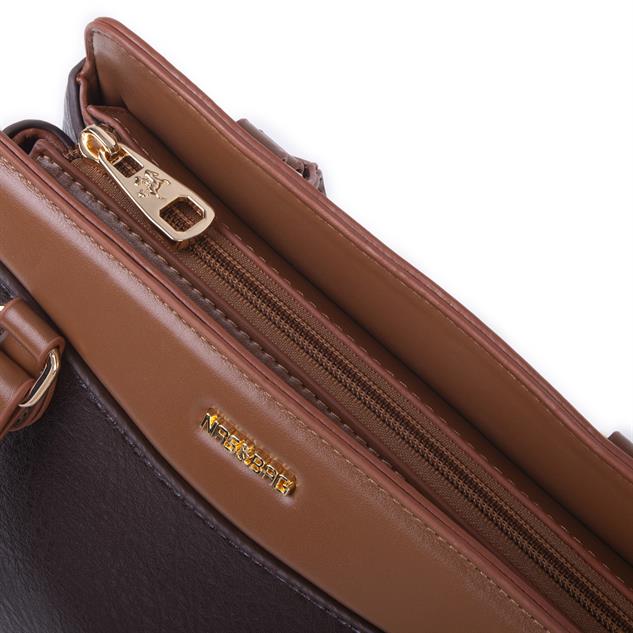 Nas Bag Şık  Kadın Midi El ve Omuz Çanrası Kahve Taba Victoria
