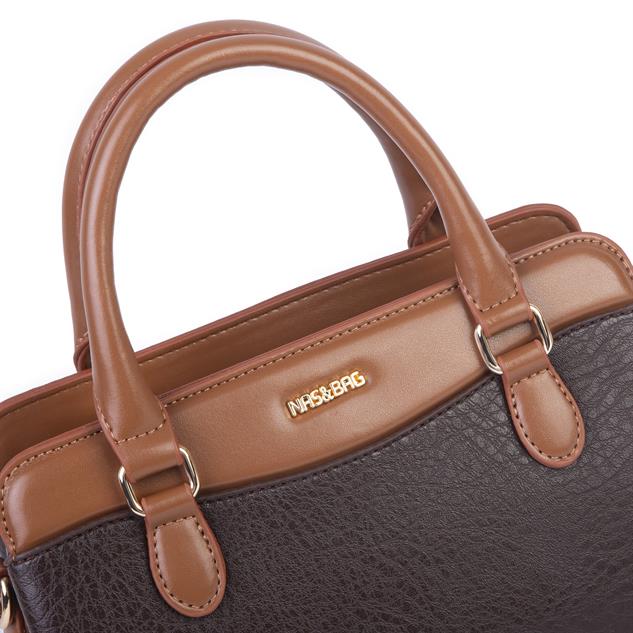 Nas Bag Şık  Kadın Midi El ve Omuz Çanrası Kahve Taba Victoria