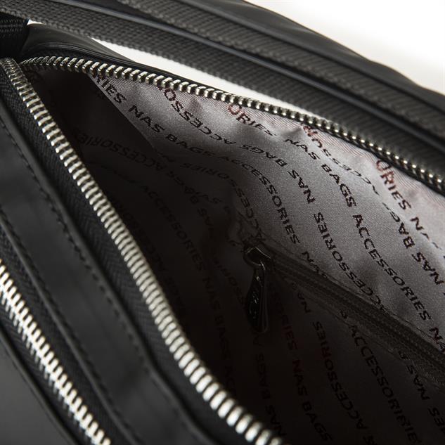 Nas Bag Sırt Çantası ve Omuz Çantası Dönüştürülebilir Tasarımlı Ürün Mini Ayrılabilir  Çapraz Çantalı   Siyah Saten  (33x33 cm Ebatındadır)