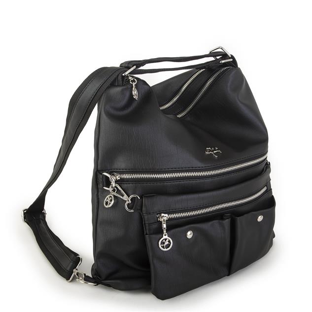 Nas Bag Sırt Çantası ve Omuz Çantası Dönüştürülebilir Tasarımlı Mini Ayrılabilir  Çapraz Çantalı  Ürün  Siyah Yıkamalı (33x33 cm Ebatındadır)