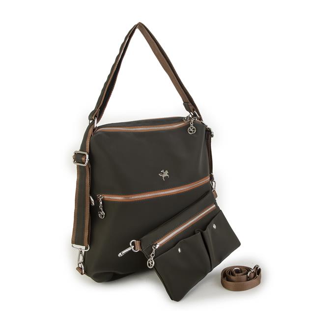 Nas Bag Sırt Çantası ve Omuz Çantası Dönüştürülebilir Tasarımlı Ürün Mini Ayrılabilir  Çapraz Çantalı  Yeşil Taba Buzzy ( 33x33 cm Ebatındadır)