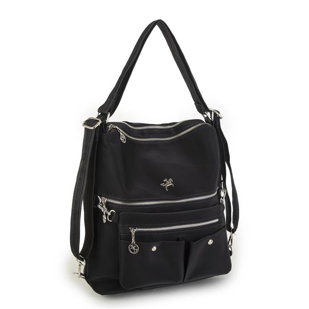 Nas Bag Sırt Çantası ve Omuz Çantası Dönüştürülebilir Tasarımlı Ürün Mini Ayrılabilir  Çapraz Çantalı  Siyah  Buzzy  (33x33 cm Ebatındadır)