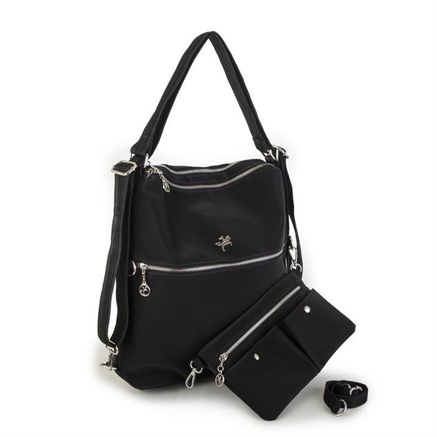 Nas Bag Sırt Çantası ve Omuz Çantası Dönüştürülebilir Tasarımlı Ürün Mini Ayrılabilir  Çapraz Çantalı  Siyah  Buzzy  (33x33 cm Ebatındadır)