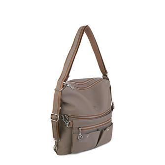 Nas Bag Sırt Çantası ve Omuz Çantası Dönüştürülebilir Tasarımlı Ürün Mini Ayrılabilir  Çapraz Çantalı   Vizon Taba Buzzy  (33x33 cm Ebatındadır)