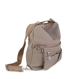 Nas Bag Sırt Çantası ve Omuz Çantası Dönüştürülebilir Tasarımlı Ürün Mini Ayrılabilir  Çapraz Çantalı   Vizon Taba Buzzy  (33x33 cm Ebatındadır)