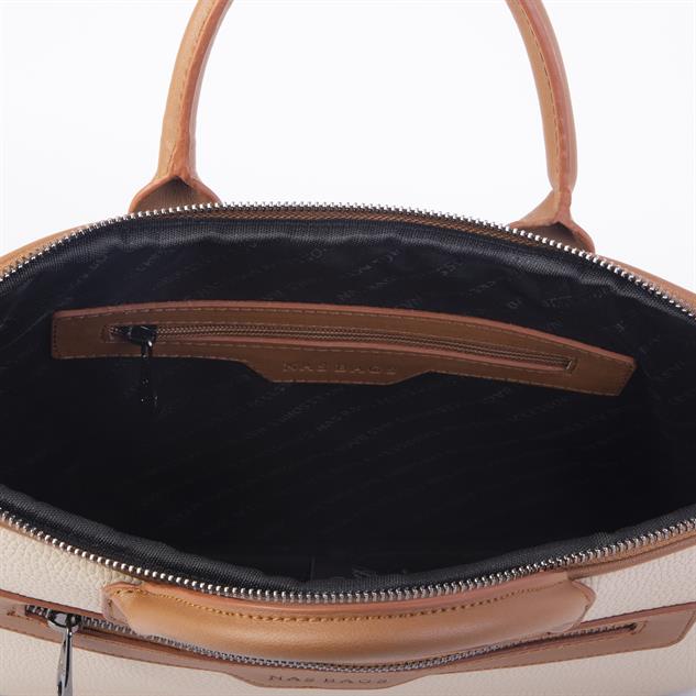 Nas Bag Unisex Business Bag Laptop ve Evrak Çantası El ve Çapraz Çanta Kum Taba Belinda 