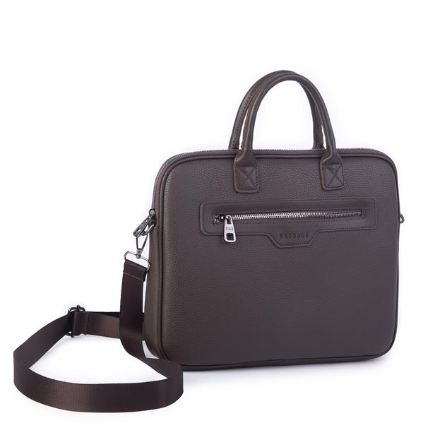 Nas Bag Unisex Business Bag Laptop ve Evrak Çantası El ve Çapraz Çanta Kahve  Belinda 