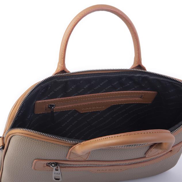 Nas Bag Unisex Business Bag Laptop ve Evrak Çantası El ve Çapraz Çanta Vizon Taba   Belinda 