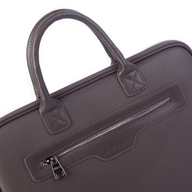 Nas Bag Unisex Business Bag Laptop ve Evrak Çantası El ve Çapraz Çanta Kahve  Belinda 