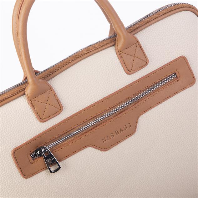 Nas Bag Unisex Business Bag Laptop ve Evrak Çantası El ve Çapraz Çanta Kum Taba Belinda 