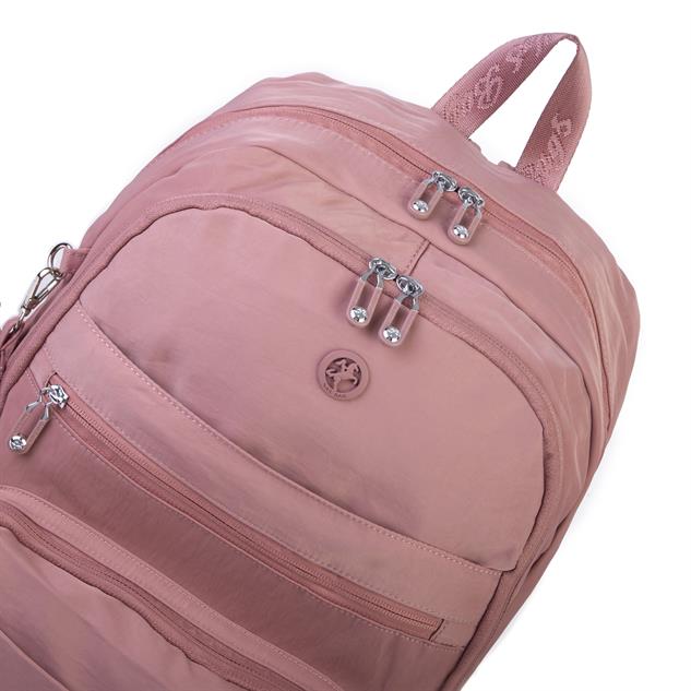 Nas Bag Unisex Büyük Boy Çok Gözlü Hafif Sırt Çantası Gül Kurusu