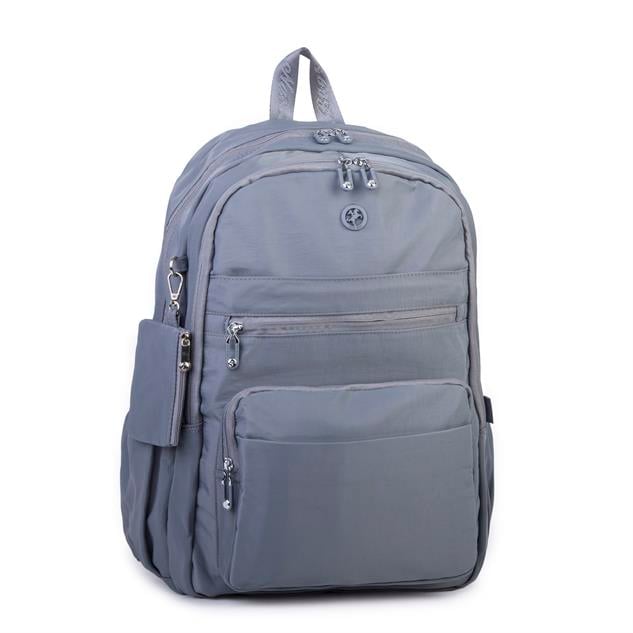 Nas Bag Unisex Büyük Boy Çok Gözlü Hafif Sırt Çantası Gri