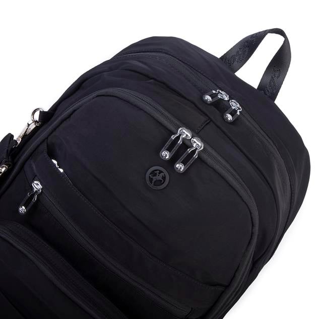 Nas Bag Unisex Büyük Boy Çok Gözlü Hafif Sırt Çantası Siyah