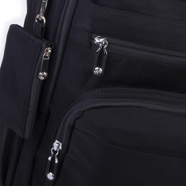 Nas Bag Unisex Büyük Boy Çok Gözlü Hafif Sırt Çantası Siyah