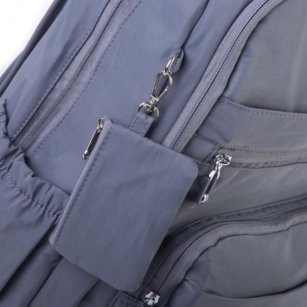 Nas Bag Unisex Büyük Boy Çok Gözlü Hafif Sırt Çantası Gri